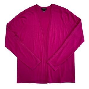 Carlisle Collection Cashmere Open Front Cardigan Sweater Magenta Pink Sz M